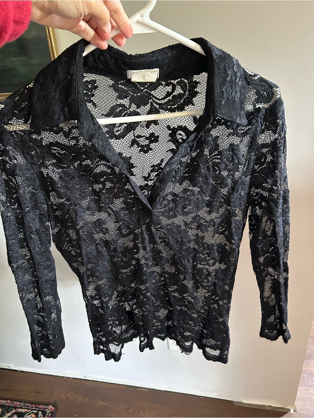 Vintage Cache Black Lace Collared Top